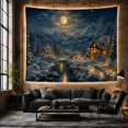 thumbnail image 6 of Winter Village Cabin by Moonlit River with Lanterns, Peaceful Rustic for Nature Lovers, Rustic Cabin Decor Christmas Gift Tapestry Wall Hanging for Living Room, Bedroom and Cabin, 6 of 7