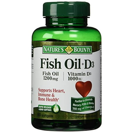 2 Pack Natures Bounty Fish Oil Vitamin D3 1000iu 90 Softgels Each