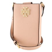 Tory Burch Women's Britten Phone Pebbled Leather Crossbody Bag (Light Meadowsweet)