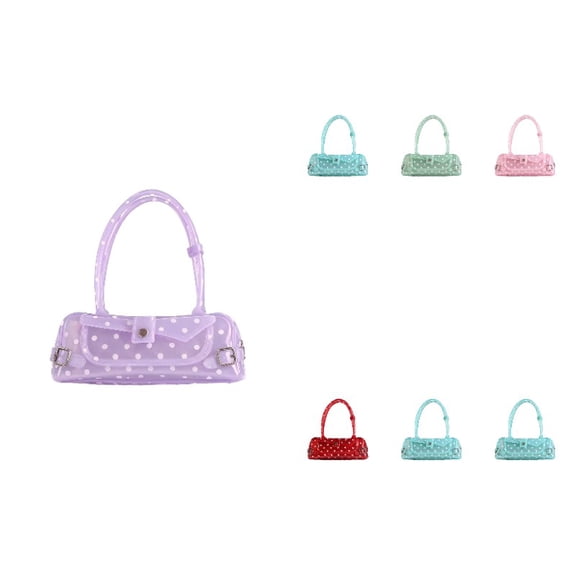 Women Polka Dot Jelly Shoulder Handbag, Mini Baguette Underarm Purse, Lightweight Waterproof Casual Small Handbag for Daily Shopping Dating Street Wear Multiple Candy Colors