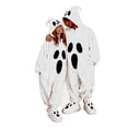 thumbnail image 3 of Halloween Pajamas Ghost Themed Hooded Onesie Plush Pjs for Women (White M), 3 of 8