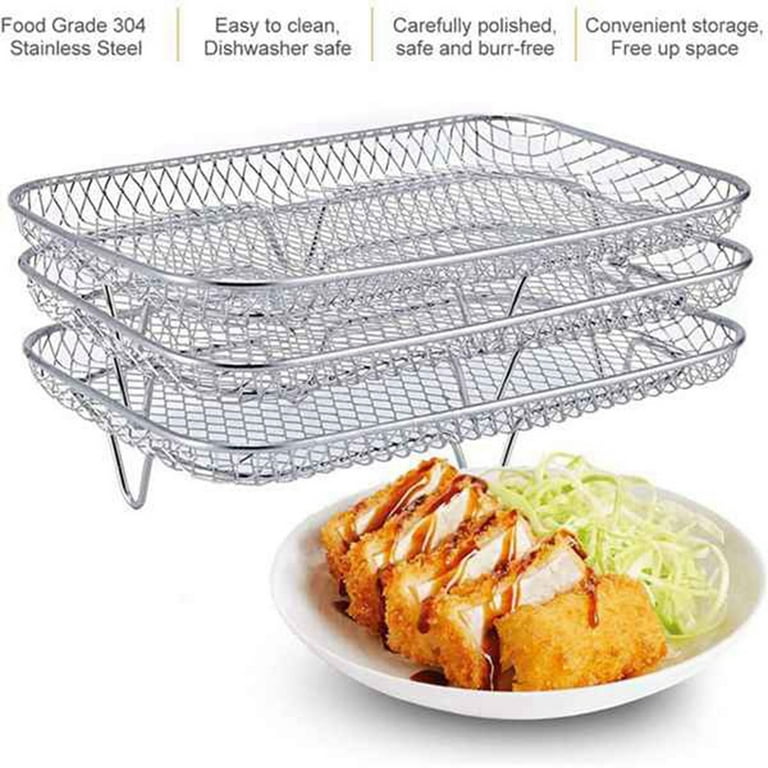 Air Fryer Rack for Air Fryer Oven, Set of 2 Multi-purpose Air Fryer  Accessories Metal Double Layer Wire Rack with Skewer for Ninja, Power XL,  Cosori