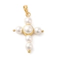 thumbnail image 5 of 5 pc Rack Plating Brass Acrylic Pearl Pendants Long-Lasting Plated Cadmium Free Lead Free Charms Real 18K golden Plated 27x19.5x6mm Hole: 3.8x6mm, 5 of 5