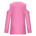 thumbnail image 5 of AherBiu Long Sleeve Shirts for Women off Shoulder Scoop Neck Pullover Fall Spring Tops Blouse Solid Color, 5 of 5