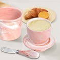 thumbnail image 2 of Ceramic Butter Crock with Lid & Spreader Knife, Butter Keeper - Ideal Butter Storage & Countertop Butter Dish (Marble Pink with Marble Pink Knife, M), 2 of 6