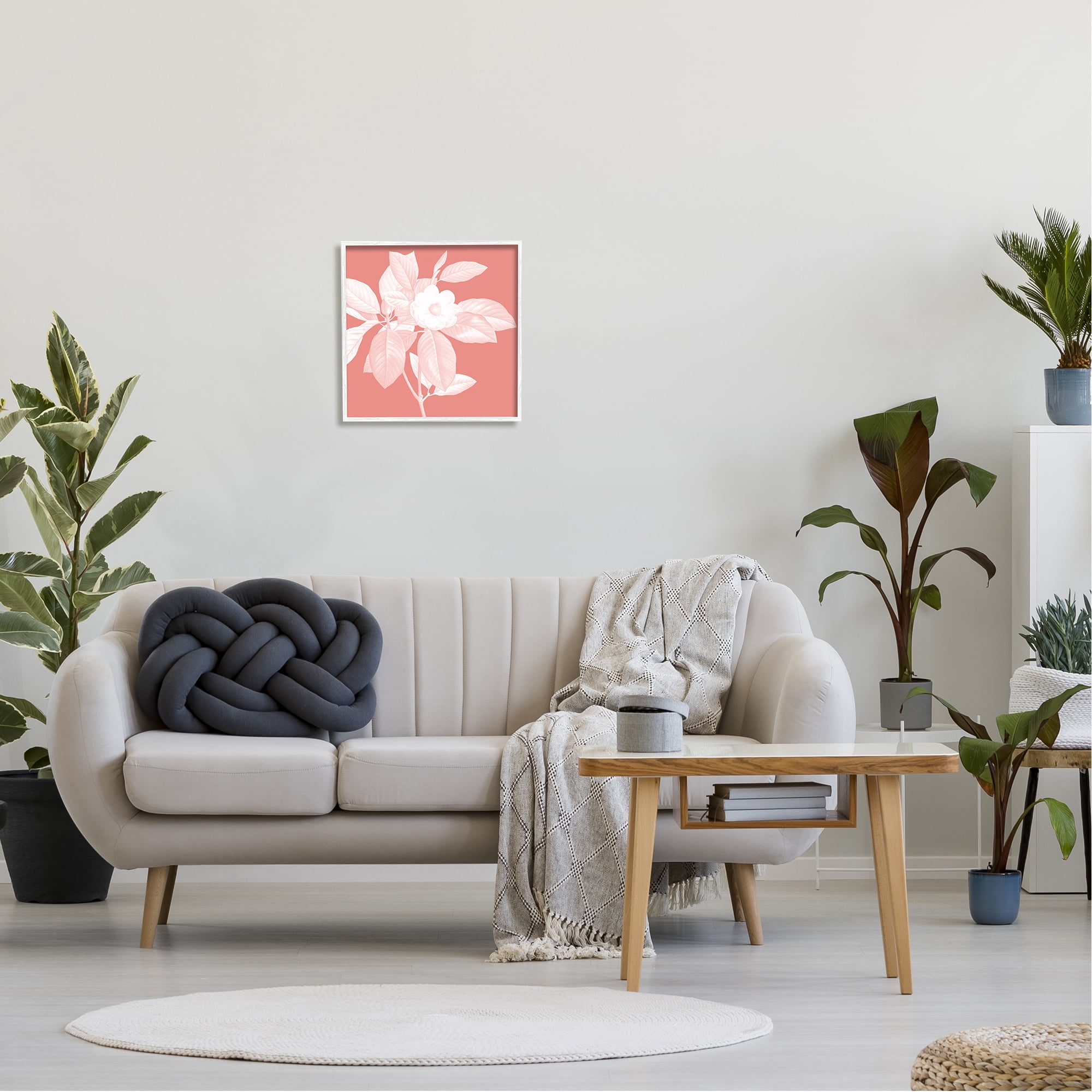 Stupell Industries Pink & White Floral Botanical & Floral Painting White Framed Art Print Wall Art, 17 x 17