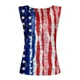 thumbnail image 4 of Dorinao American Flag Tank Top Women 4Th of July Shirts Button V Neck Knit Ribbed Tops Casual Colorful Printed Patriotic Tees, Blue, 5XL, 4 of 5