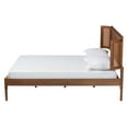 thumbnail image 3 of Baxton Studio Eridian Mid-Century Modern Walnut Brown Finished Wood and Natural Rattan Queen Size Platform Bed, 3 of 10