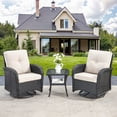 thumbnail image 2 of Giantfurnni 3PCS Patio Wicker Furniture Set Outdoor Rattan Swivel Rocking Chairs with Side Table Outdoor Glider Rocker Bistro Set with Cushions, 2 of 10