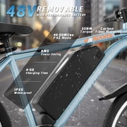 Electric Bike for Adults, 26'' Up to 50 Miles 22MPH Electric Mountain Bike with 48V Removable Battery UL2849 (Blue)