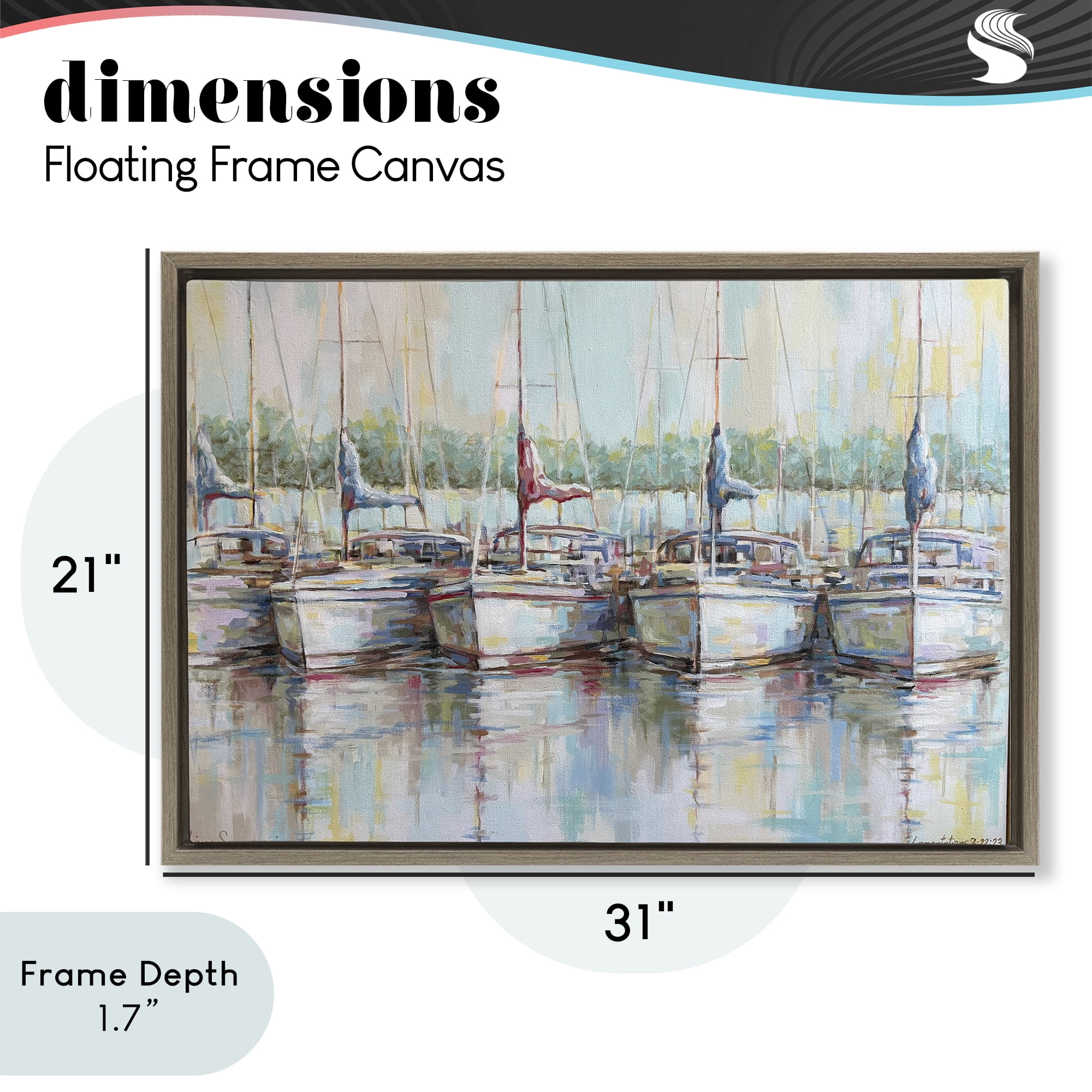 Stupell Industries Morning At The Marina Brown Framed Floater Canvas Wall Art, design by Linda Sperruzzi