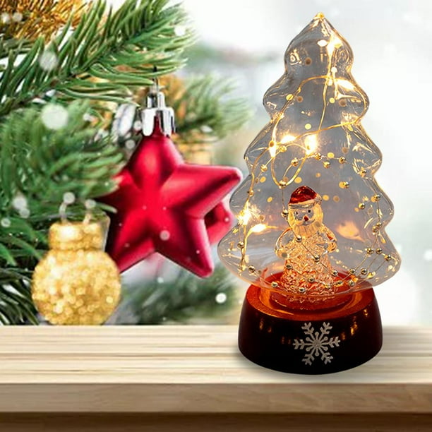 Árbol de Navidad de Cristal perfecl con Luces LED para decoración de Papá Noel