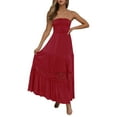 thumbnail image 1 of B91xZ Robes Longues pour Femmes Robe Tunique Sans Manches Robes d'Été Décontractées Robe Courte Ample, Rouge m, 1 of 5