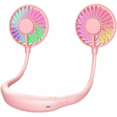 

Hand Free Fan Portable Neck Fan Rechargeable Hanging Neck Fan 3 Speeds Personal Wearable Neck Fan with Colorful Led Light
