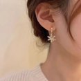 thumbnail image 4 of Cubic Ziconia Snowflake Dangle Hoop Earrings for Women Sparkling Crystal Winter Flower Dangling Charm Huggie Hoops Statement Earrings for Christmas, 4 of 5