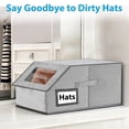 thumbnail image 3 of Lumikrypt 4 Pcs Stackable Hat Storage for Baseball Caps, Hat Organizer with Clear Window Lid, Holds up to 24 Caps Hat Organizer for Closet with Cardboard, Breathable Fabric(Grey), 3 of 7