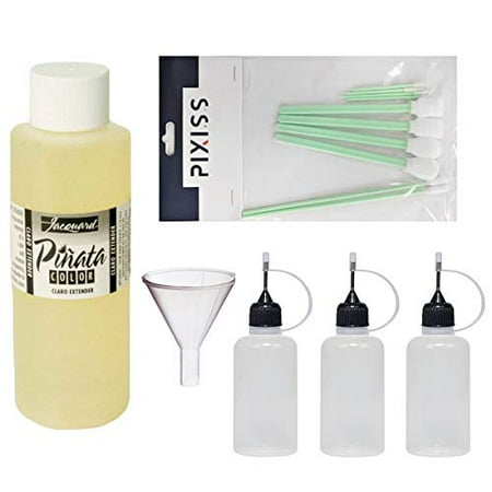 Ink Blending Tool - Jacquard 4-Ounce Pinata Alcohol Ink Claro Extender, 3 Pixiss 20ml Needle Tip Applicator and Refill Bottles, 1.5 inch Funnel Bundle, 10x Pixiss Ink Blending Tools
