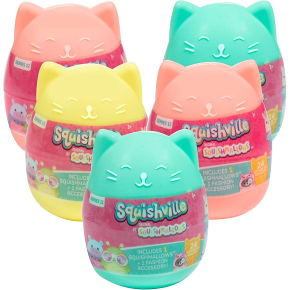 s Squishville 5-Pack Eggs - Series 12- Official Jazwares Plush - Collectible 2" Mini Mystery Stuffed Animal Toy & Accessories, Styles May Vary for Kids, Girls & Boys