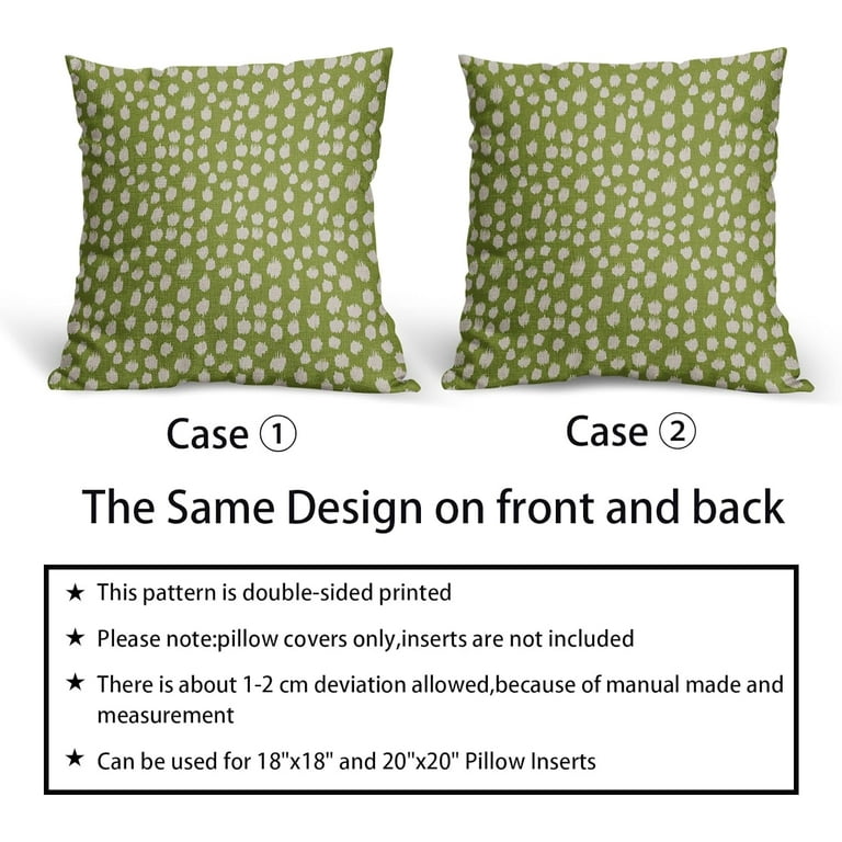 Lime Green Cream Dots Pillow Covers 20x20 Set of Boho Design