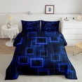 thumbnail image 2 of Blue Purple Geometric Bedding Set Geometry Gradient Cubes Quilt Twin Size,Neon Ombre Light Comforter Set Abstract Modern Soft Bedding Comforter Sets Teens Room Decor, 2 of 7