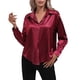 thumbnail image 1 of Camisa de manga larga de satén para mujer, blusa de imitación de seda, primavera-verano, 1 of 6