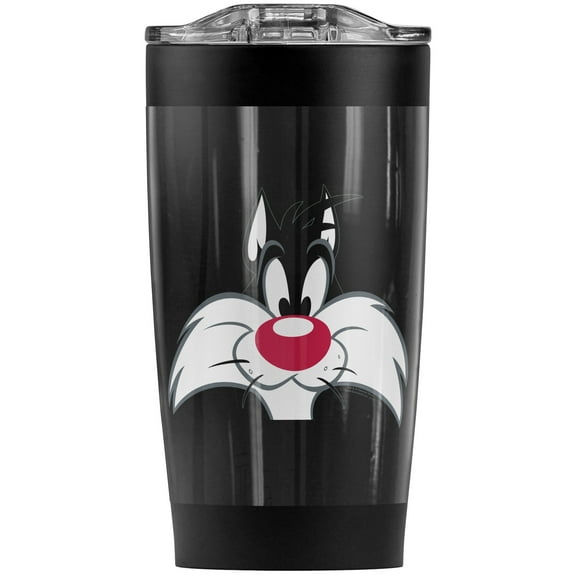 Looney Tunes Sylvester Face Stainless Steel Tumbler 20 oz Coffee Travel Mug/Cup, Vacuum Insulated & Double Wall with Leakproof Sliding Lid | Great for Hot Drinks and Cold Beverages