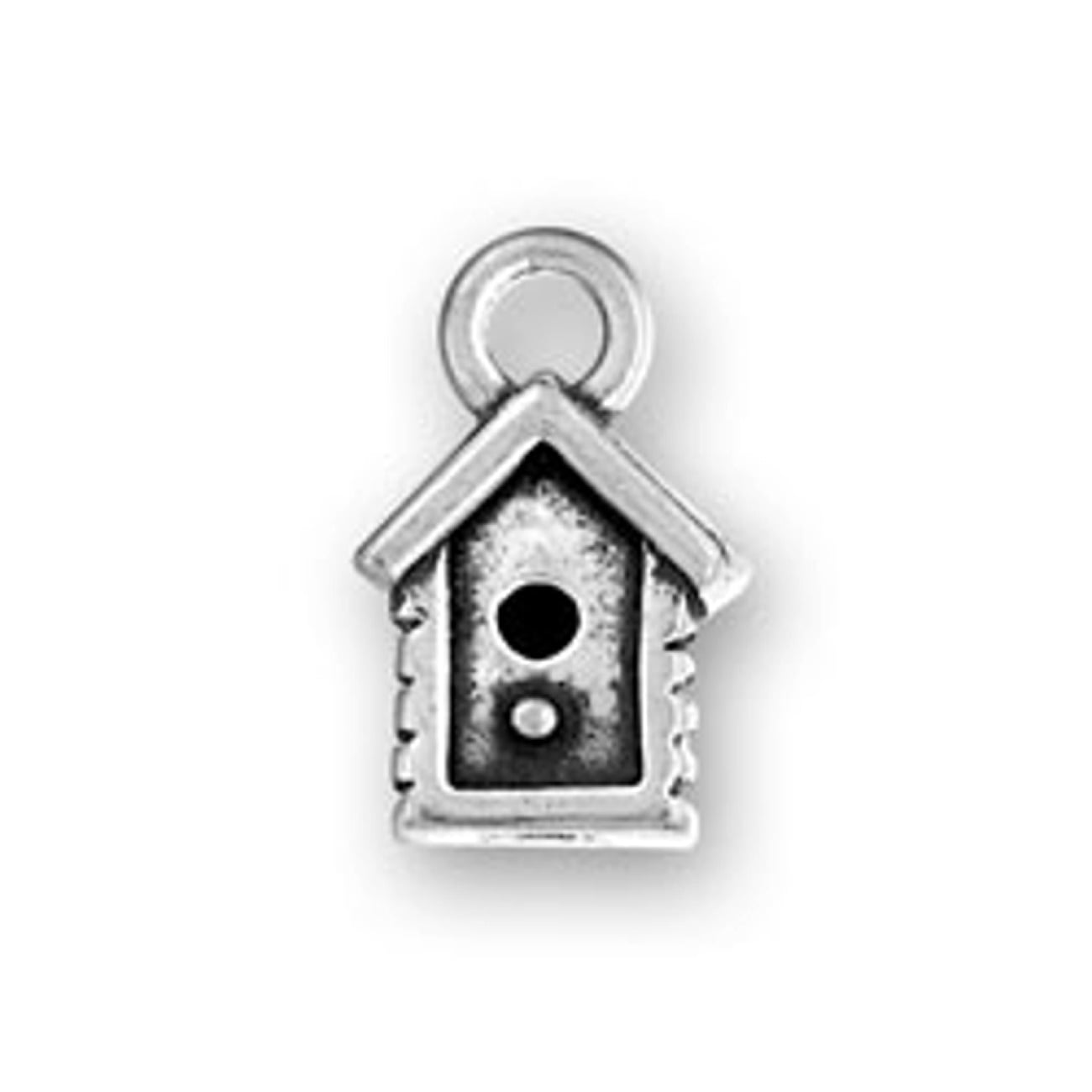 Sterling Silver Girls .8mm Box Chain 3D Small Bird House Pendant Necklace 