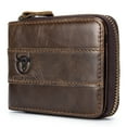 thumbnail image 1 of Billetera de Cuero Cartera de cuero genuino con cremallera plegable para hombres RFID Safe Travel Pu BULLCAPTAIN Billetera de Cuero, 1 of 7