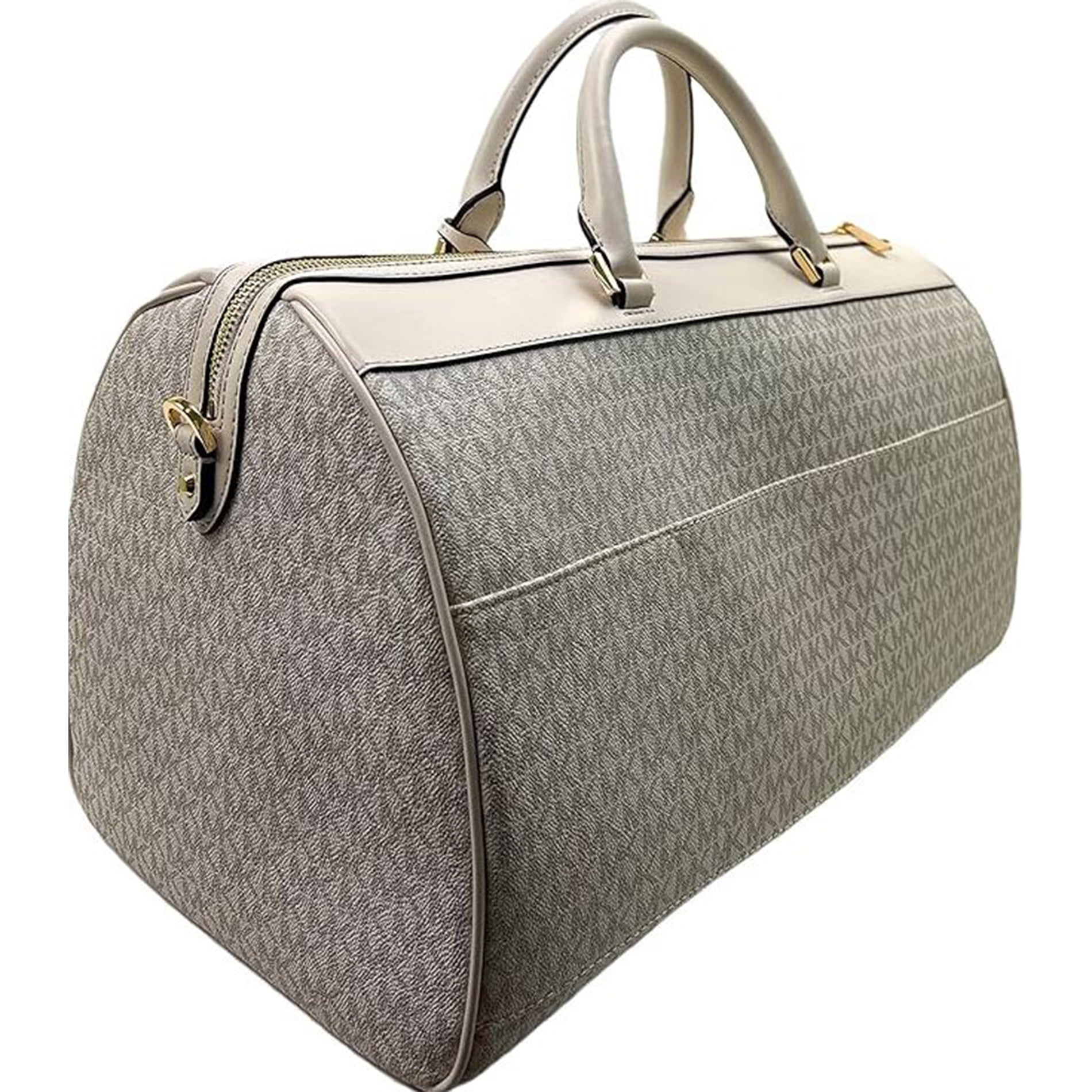 Michael Kors Womens Extra Large Top Zip Duffle Bag (Light Cream) MK Signature