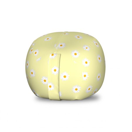 Floral Storage Toy Bag Chair  Continuous Simplistic Daisy Flowers on Pastel Backdrop Illustration  Stuffed Animal Organizer Washable Bag  Small Size  Pale Yellow Orange White  by Ambesonne