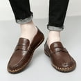 thumbnail image 6 of Men's Leather Loafer Casual Mocasines Light Weight Driving Slip On Fashion Boat Shoe Comfortable breathable Soft Walking Brown 9 US, 6 of 7