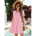 thumbnail image 2 of Chiclily Women's Summer Dress Pink Wavy Stripe 2XL Casual Short Sleeve V Neck T Shirt Dresses with Pockets, 2 of 6