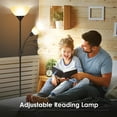 thumbnail image 5 of Floor Lamp, Standing Lamp, 9W LED Torchiere Floor Lamp with 4W Adjustable Reading Lamp, 3000K Energy-Saving LED Bulbs, 3 Way Switch, 50,000hrs Lifespan, Floor Lamps for Bedroom, Living Room, Office, 5 of 8