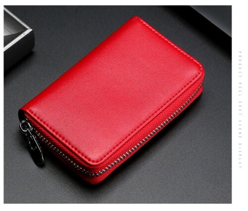 Genuine Leather Wallet Car Key Holder Case Keychain Bag Zip Pouch with Card Slot 