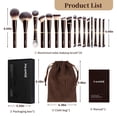 thumbnail image 2 of Set de brochas de maquillaje MAANGE, 16 unidades, con bolsa y caja de regalo, color café y marrón, 2 of 8