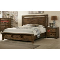 3pc Contemporary Rustic Finish Queen Size Bedroom Set Bed and 2x Nightstand Wooden Home Furniture