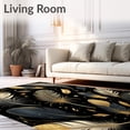 thumbnail image 2 of ODIKA 4'x6' Machine Washable Non-Slip Area Rug, Elegant Feather Motif with Luxurious Black Gold Artistic Design High Traffic Rug, Black, 73266, 2 of 5