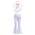 thumbnail image 4 of Gaexia Girls 2 Piece Set,Stylish Girls Casual Outfit Flared Pants With Short Sleeve Top Comfortable Playwear Two Piece Summer Fashion Clothes,160, 4 of 5