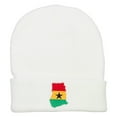 thumbnail image 5 of Ghana Flag Map Embroidered Long Beanie - White OSFM, 5 of 5