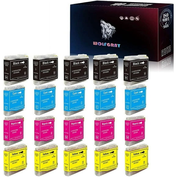 czcpp-Wolfgray 20PK LC51 Compatible LC51BK LC51C LC51M LC51Y Ink Cartridge for Brother MFC 230C 240C 350C 3360C 440CN 465CN 5460CN 5860CN 665CW 685CW 845CW 885CW DCP 130C 330C 350C IntelliFax 1360 Pr