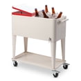 thumbnail image 2 of IVV Freezer Insulation Cart,80Qt Box Square Foot Tube with Drain Pipe Freezer Incubator Rolling Cooler for Camping, BBQs, Tailgating & Outdoor Activities (White+Red Top), 2 of 10