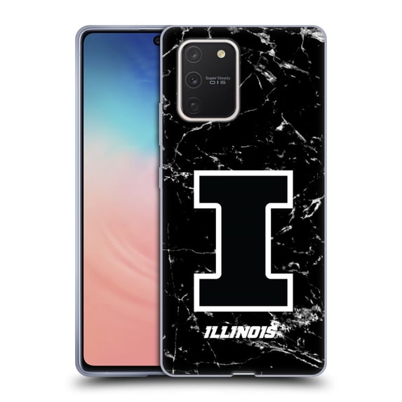 Head Case Designs Officially Licensed University Of Illinois U Of I University Of Illinois Black And White Marble Soft Gel Case Compatible with Samsung Galaxy S10 Lite