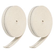 Uxcell 3/4 inch Flat Wide 3 Meter/10Ft Long Cotton Oil Lamp Wick with Black Stitch, 2 Roll