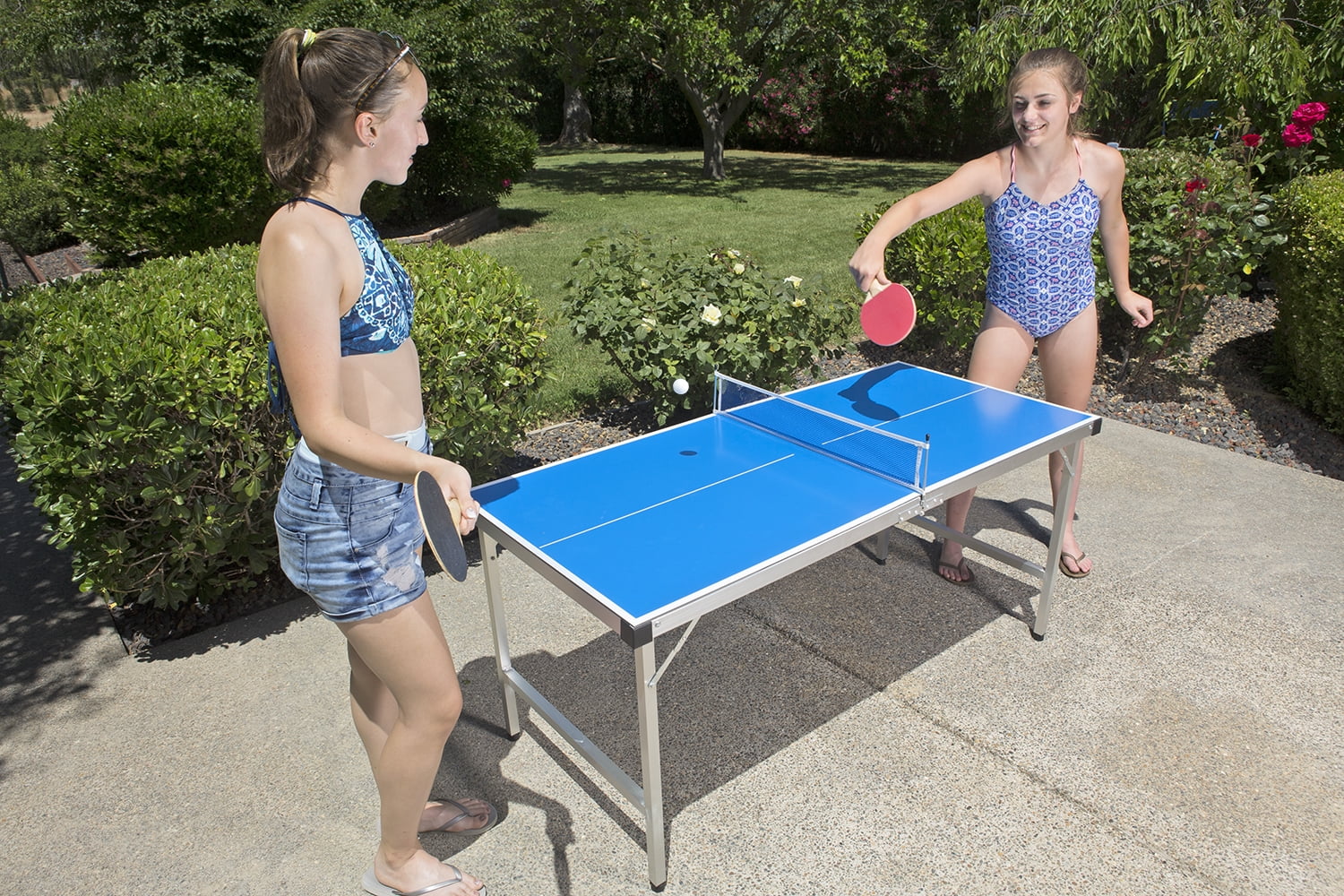 Poolmaster Indoor/Outdoor Junior Table Tennis Game (Set Includes Folding Game Table, 2 Deluxe Ping Pong Paddles and 3 Game Balls)