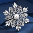thumbnail image 3 of Zircon Snowflake Bouquet Lapel Brooch Pin Simulated Pearl Winter Snow Flower Austrian Rhinestone Pins Exquisite Christmas New Year Jewelry Gifts Corsage for Sweater Hat Dress Badges Brooches, 3 of 6
