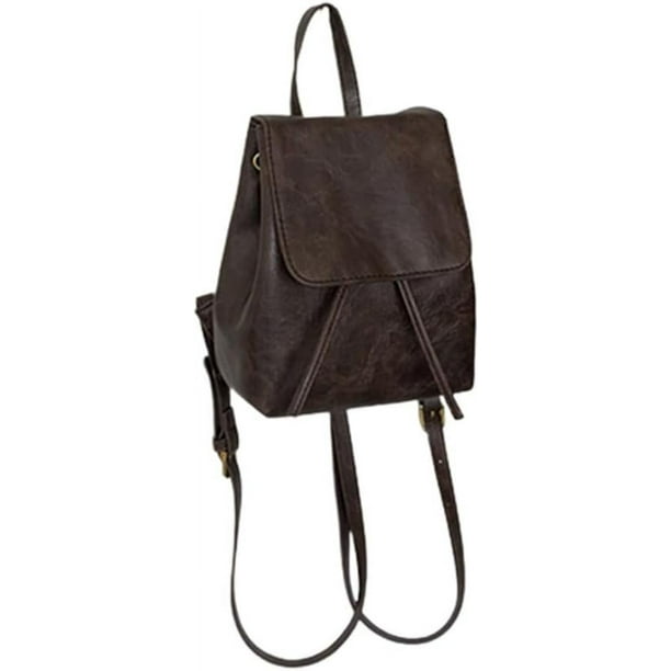 MOLERFO - Mochila pequeña para mujer, mochila de piel para mujer, mochila estética, mini mochila para mujer, color negro (café), Marrón