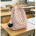 thumbnail image 6 of Checkerboard Backpack Red Plaid School Bag Korean Style Casual Bookbag Lightweight Nylon Multi Pocket Laptop Pack for College Travel Daily Commute Streetwear Storage Books Tablets College Travel Pack, 6 of 6