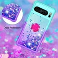 thumbnail image 5 of for Google Pixel 8 Pro Clear Case for Girls Women, Liquid Glitter Sparkle Bling Cute Case with Kickstand Gradient Quicksand Cover for Google Pixel 8 Pro JB Bluish Violet, 5 of 14