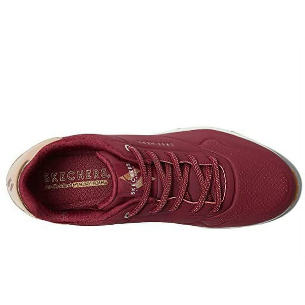 Skechers Women's UNO-Shimmer Away Sneaker, Burgundy, 8 