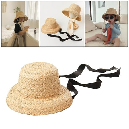 

Hat W / Adjustable Tie Flat for Baby Toddler Kids Outdoors - Black Tie